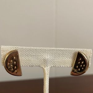 Gold tone watermelon earrings. Vintage Gay Boyer.